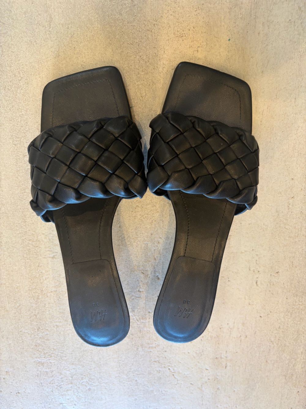 H&M Black Braided Slide Sandals